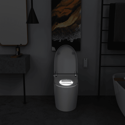 Multifunction U-Shaped Smart Toilet Automatic Flush with Remote Control/Foot Sensor/Night Light