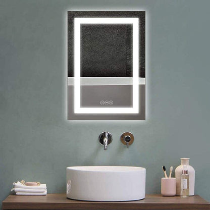 28 in. W x 20 in. H LED Light Bathroom Vanity Mirror Large Rectangular Frameless Anti Fog