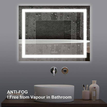 36 in. W x 28 in. H LED Light Bathroom Vanity Mirror Large Rectangular Frameless Anti Fog