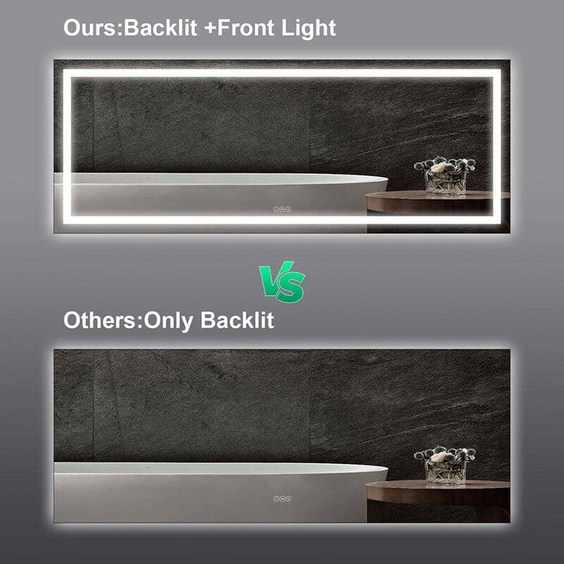 84 in. W x 32 in. H LED Light Bathroom Vanity Mirror Large Rectangular Frameless Anti Fog