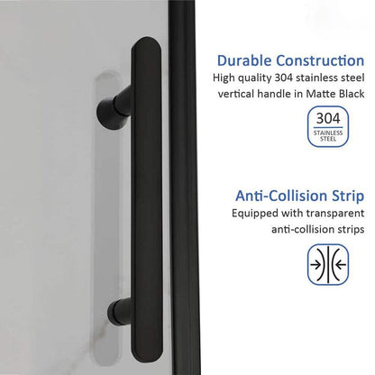 60 in. W x 72 in. H Explosion-proof Glass Sliding Framed Grid Shower Door with Towel Bar and Door Handle