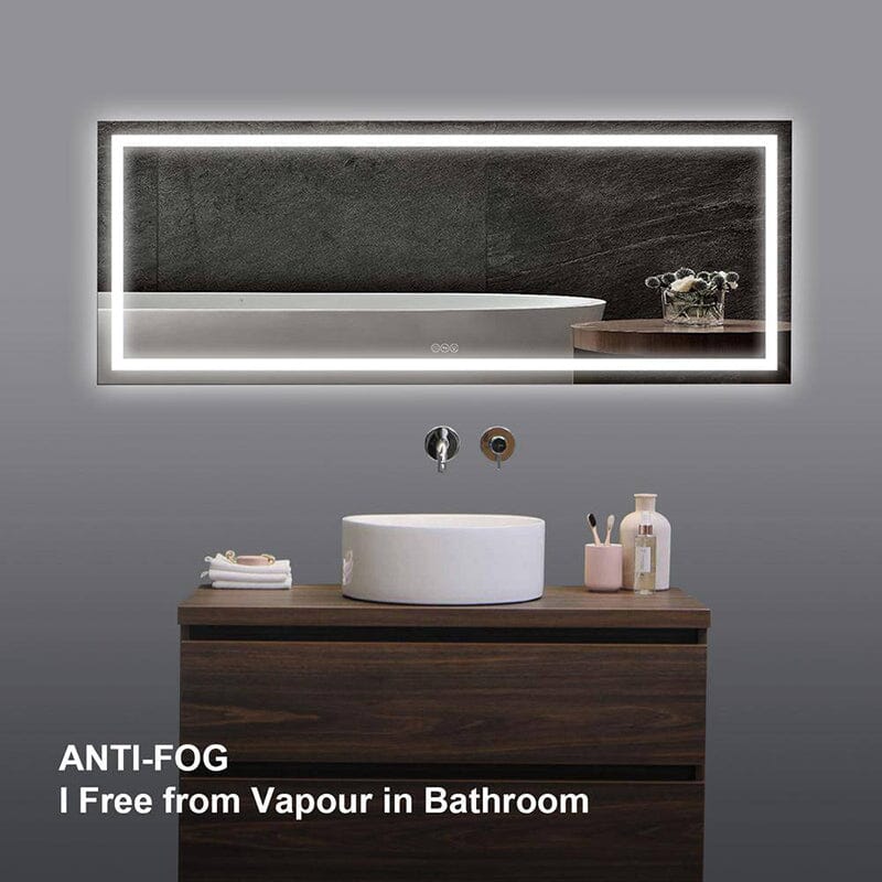 84 in. W x 32 in. H LED Light Bathroom Vanity Mirror Large Rectangular Frameless Anti Fog