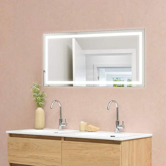 60 in. W x 28 in. H LED Light Bathroom Vanity Mirror Large Rectangular Frameless Anti Fog