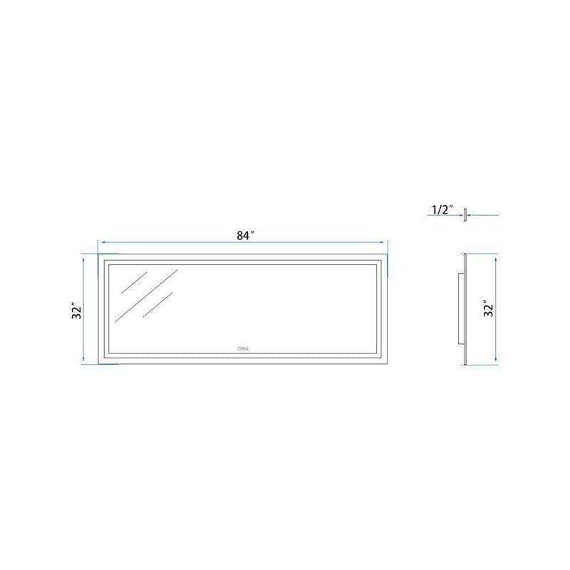 84 in. W x 32 in. H LED Light Bathroom Vanity Mirror Large Rectangular Frameless Anti Fog