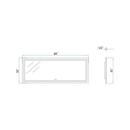 84 in. W x 32 in. H LED Light Bathroom Vanity Mirror Large Rectangular Frameless Anti Fog