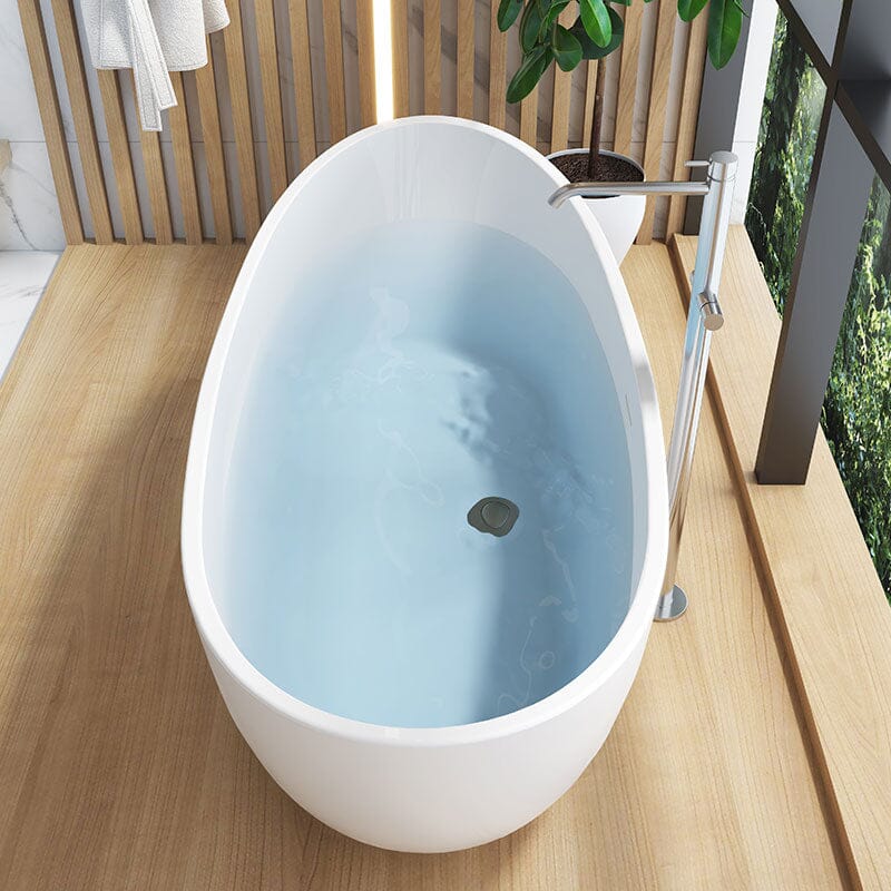 62'' Acrylic Double Slipper Freestanding Soaking Bathtub Glossy White