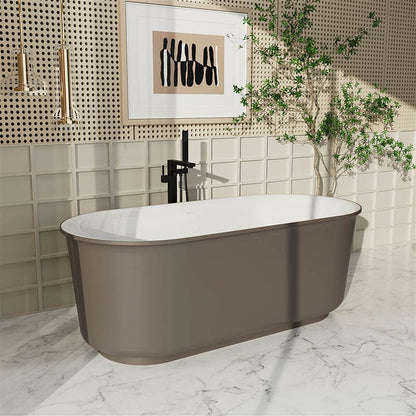 59' Oval Acrylic Bathtub Double Ended Freestanding Soaking Tub