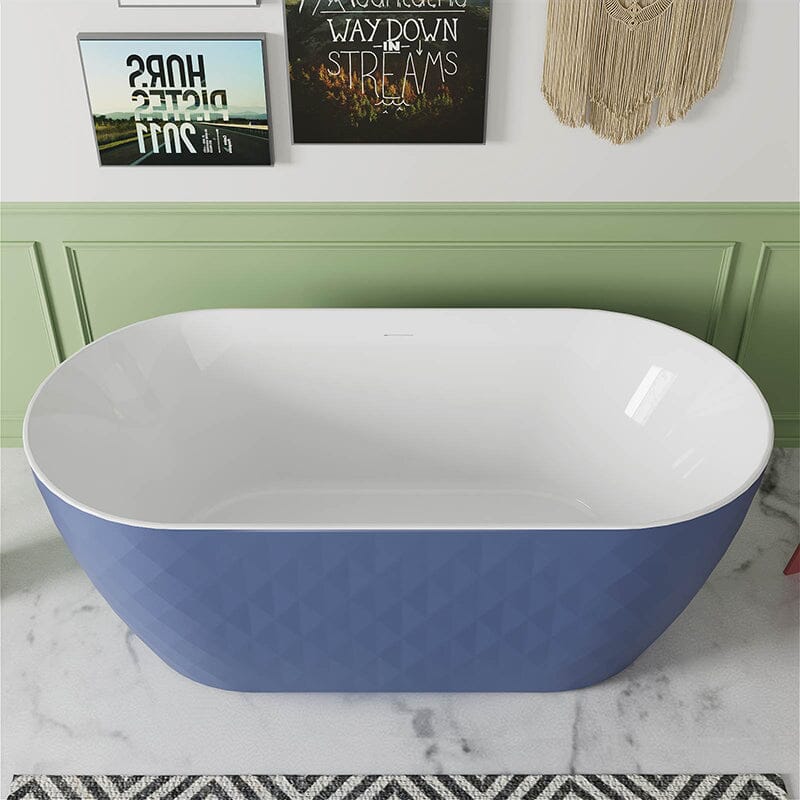 59'' Unique Design Oval Acrylic Bathtub Freestanding Soaking Tub