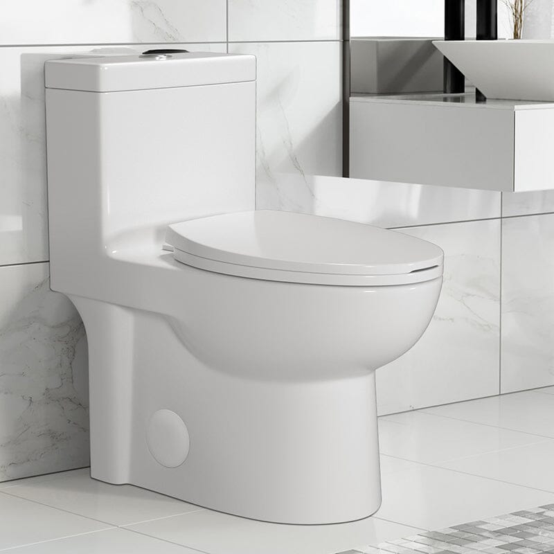 Powerful & Quiet Dual Flush Modern One Piece Toilet with Soft Closing Seat