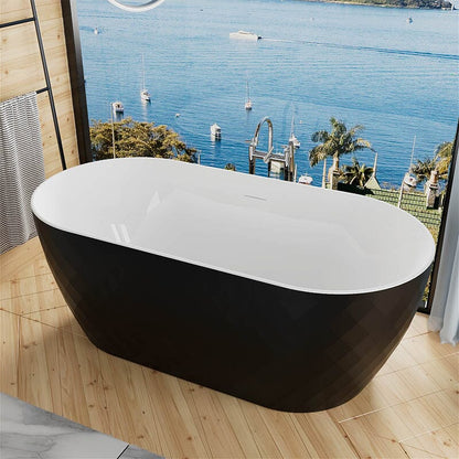 59'' Unique Design Oval Acrylic Bathtub Freestanding Soaking Tub