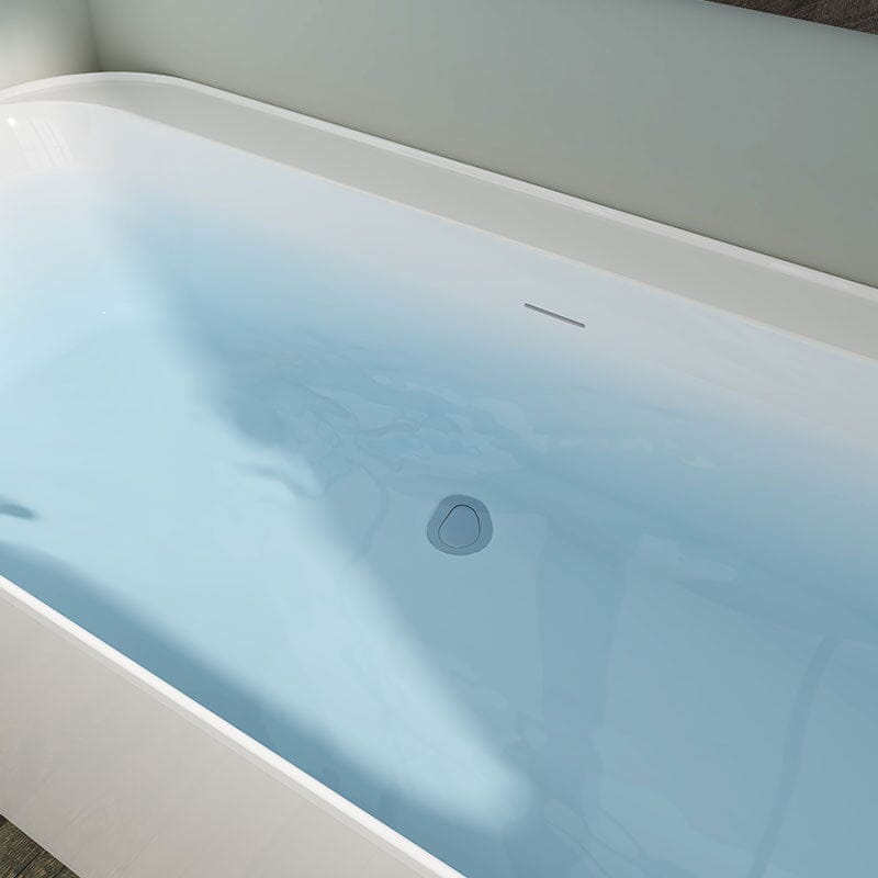 59" Acrylic Rectangle Shape Flatbottom Freestanding Bathtub White