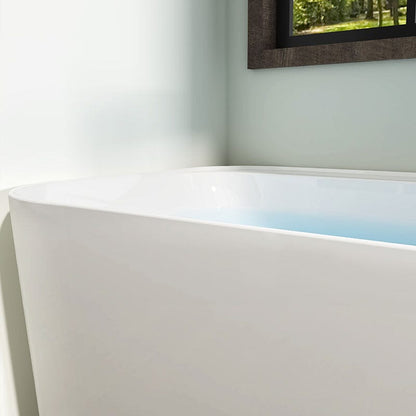 59" Acrylic Rectangle Shape Flatbottom Freestanding Bathtub White