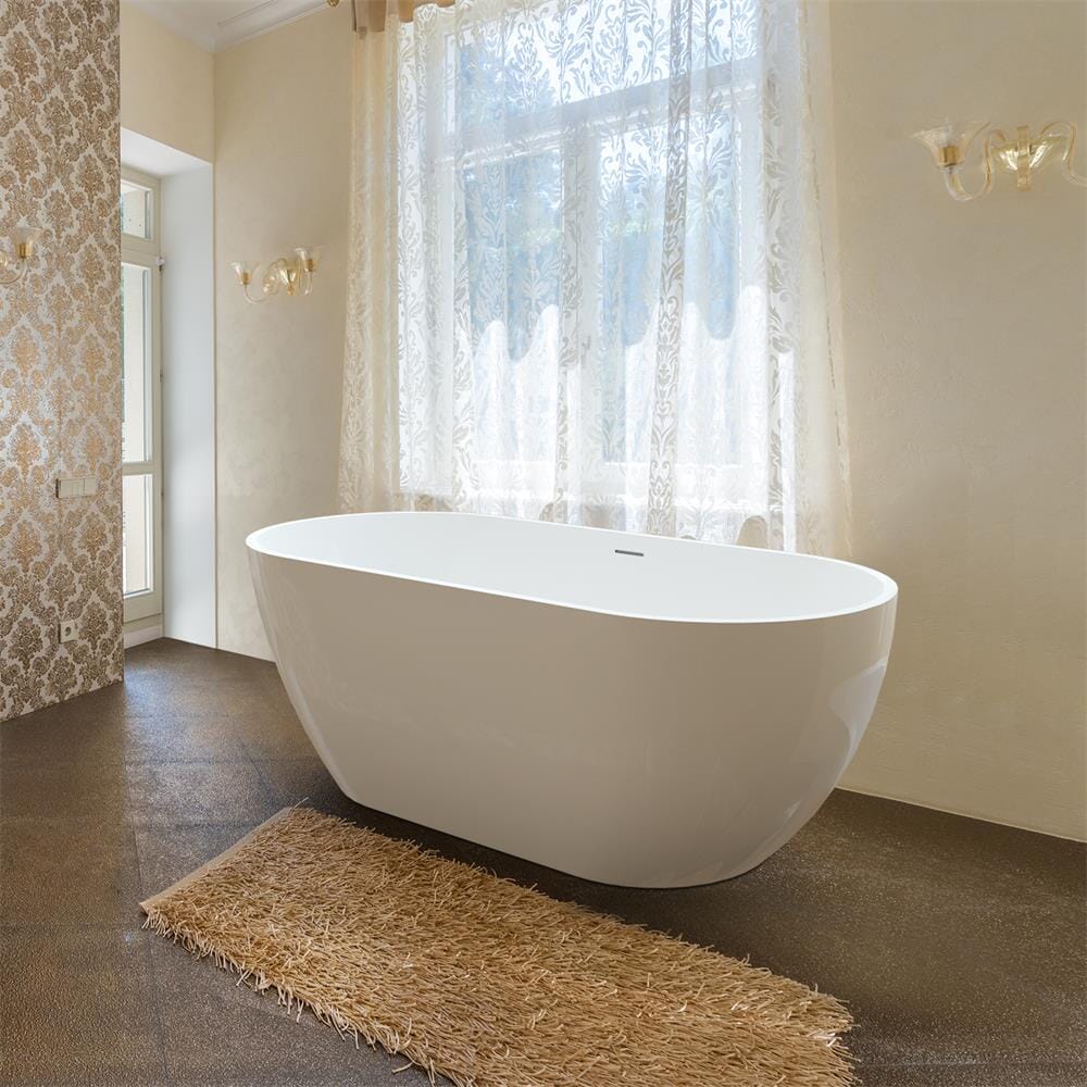 High Capacity 65'' Acrylic Oval Freestanding Soaking Bathtub