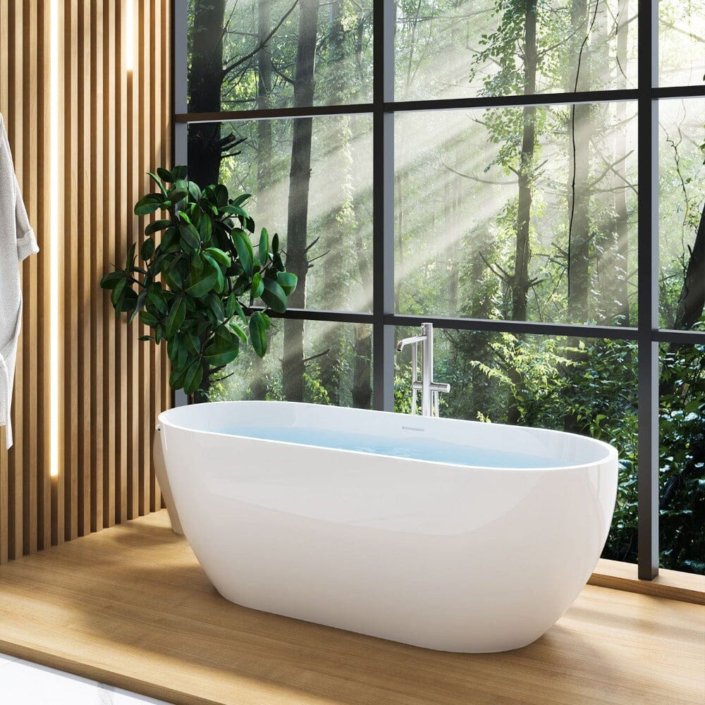 High Capacity 65'' Acrylic Oval Freestanding Soaking Bathtub