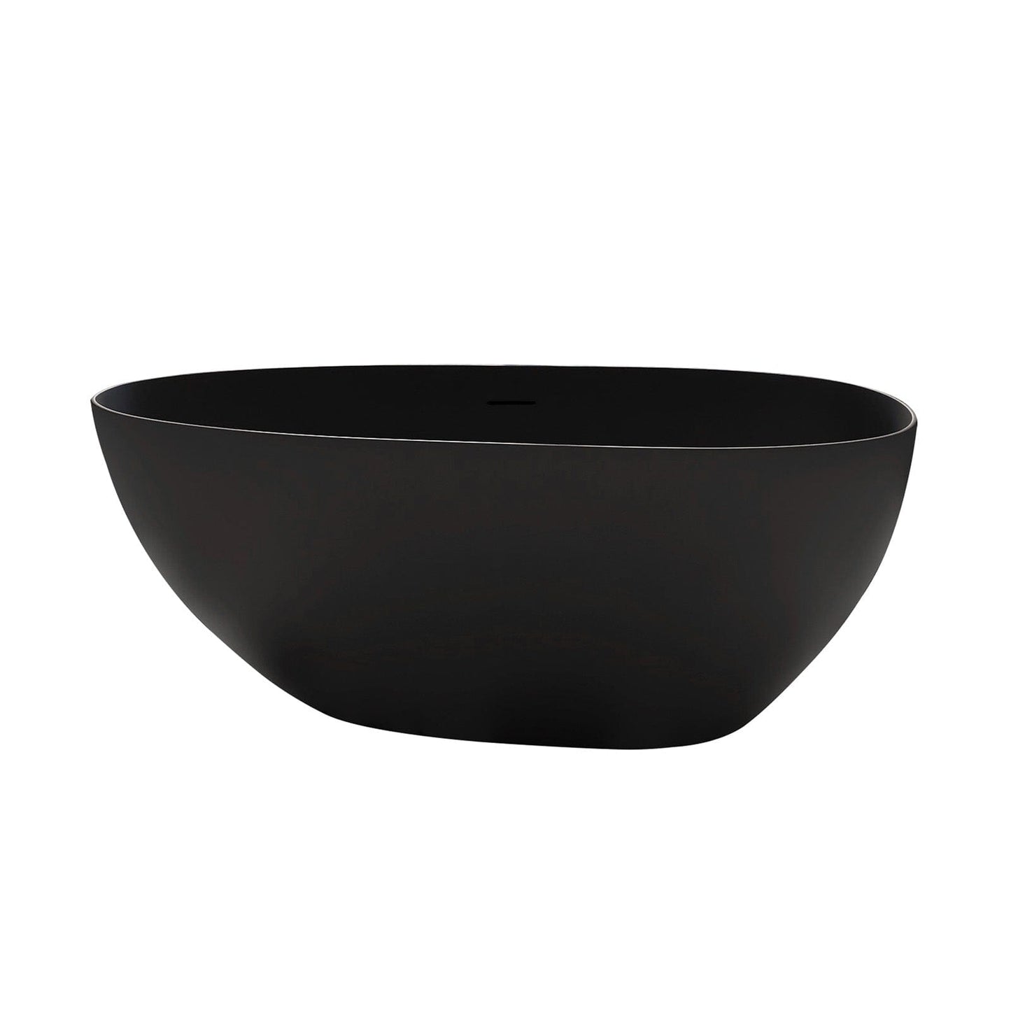 59"/67" Black Bathtub Egg Shaped Solid Surface freestanding Soaking Tub