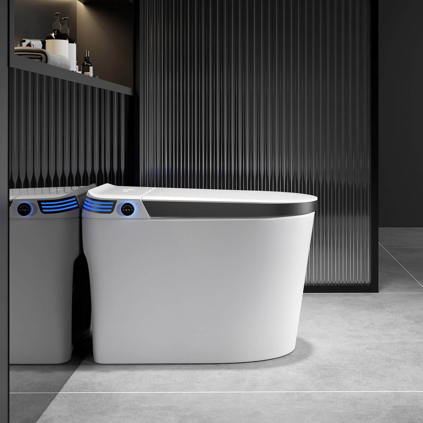 Modern Smart Bidet Toilet with LED Light, Heated Seat, Automatic Flush Tankless