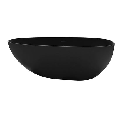 59"/67" Black Bathtub Egg Shaped Solid Surface freestanding Soaking Tub