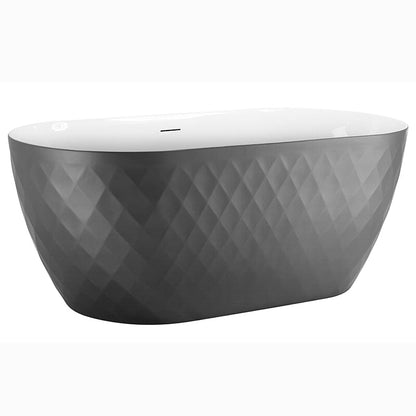 59'' Unique Design Oval Acrylic Bathtub Freestanding Soaking Tub