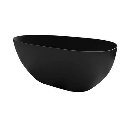 59"/67" Black Bathtub Egg Shaped Solid Surface freestanding Soaking Tub