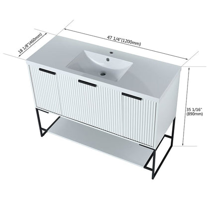 48 Inch Freestanding Bathroom Vanity with Stone Resin Basin, Large Storage Space