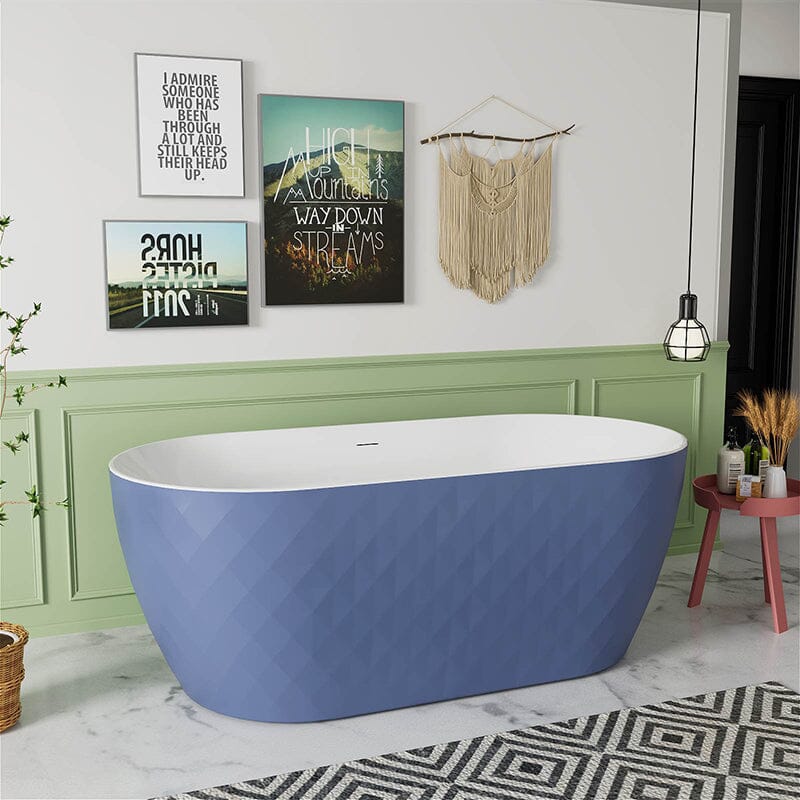 59'' Unique Design Oval Acrylic Bathtub Freestanding Soaking Tub