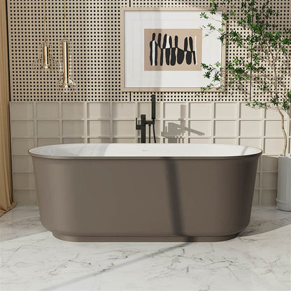 59' Oval Acrylic Bathtub Double Ended Freestanding Soaking Tub