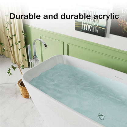 59'' Acrylic Tub Rectangle Freestanding Soaking Bathtub