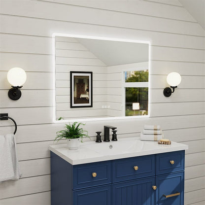 LED Light Bathroom Mirror Rounded Rectangle Frameless Anti Fog