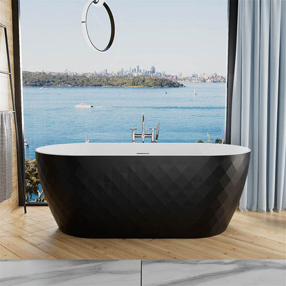 59'' Unique Design Oval Acrylic Bathtub Freestanding Soaking Tub