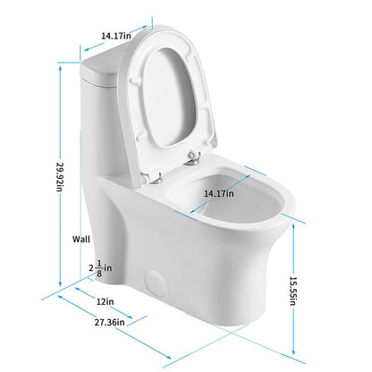 One-Piece Elongated Toilet Silent Siphon Jet Double Flushing with Bidet Sprayer