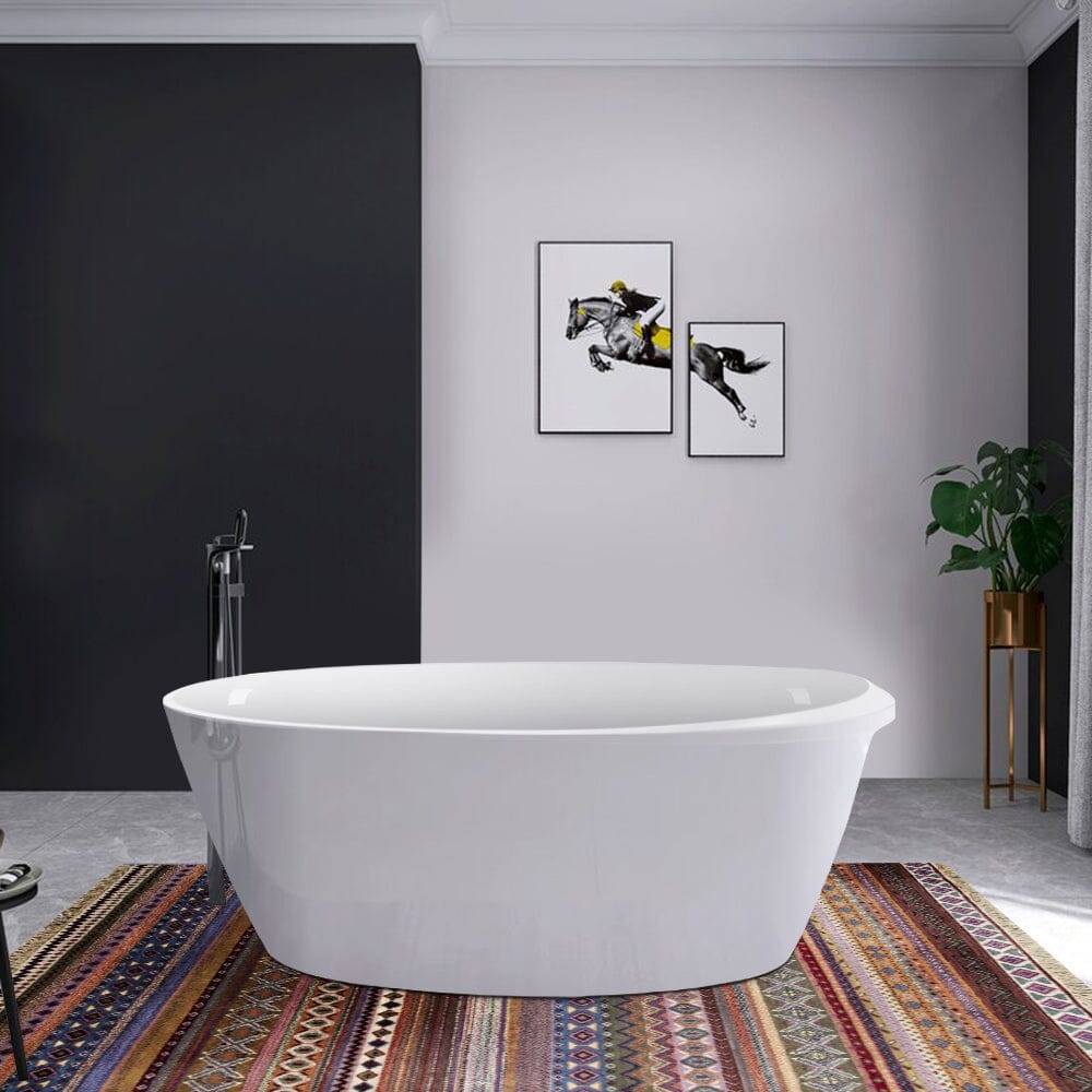 67" Acrylic Oval Modern Freestanding Soaking Bathtub White