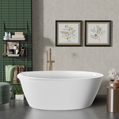 67" Acrylic Oval Modern Freestanding Soaking Bathtub White