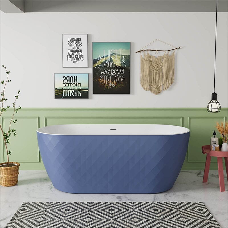 59'' Unique Design Oval Acrylic Bathtub Freestanding Soaking Tub