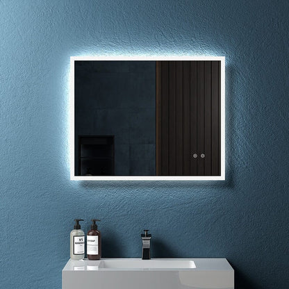 LED Light Bathroom Vanity Mirror Large Rectangular Frameless Anti Fog