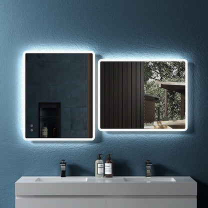 LED Light Bathroom Vanity Rounded Rectangle Mirror Frameless Anti Fog