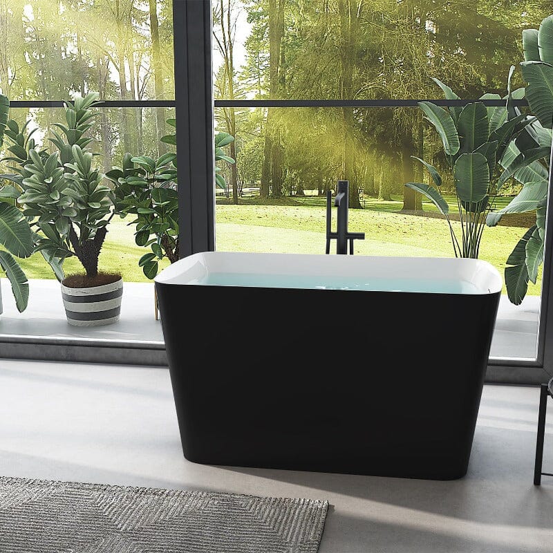 47'' Acrylic Rectangle Freestanding Built-in Seat Japanese Soaking Bathtub