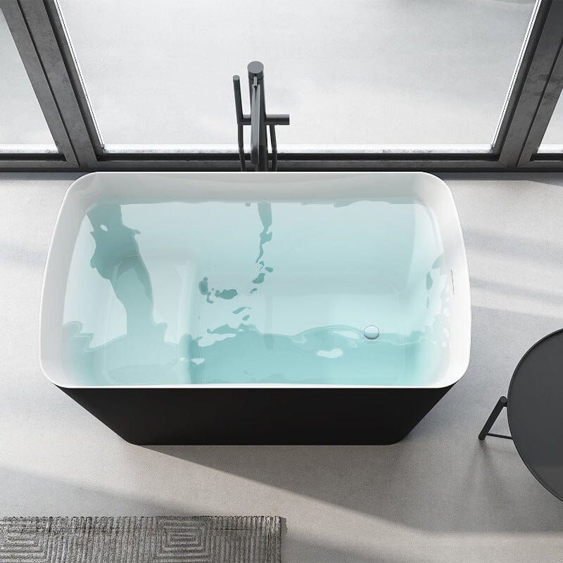 47'' Acrylic Rectangle Freestanding Built-in Seat Japanese Soaking Bathtub