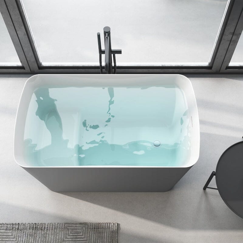 47'' Acrylic Rectangle Freestanding Built-in Seat Japanese Soaking Bathtub