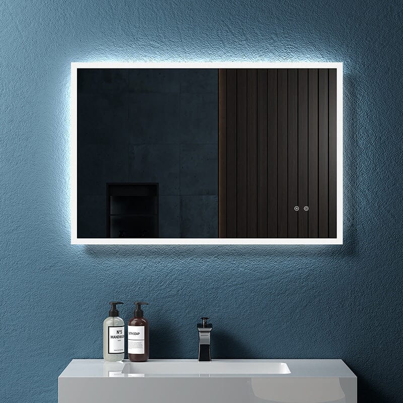 LED Light Bathroom Vanity Mirror Large Rectangular Frameless Anti Fog