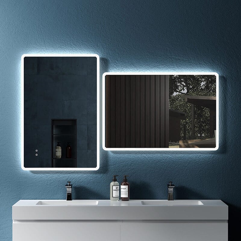 LED Light Bathroom Vanity Rounded Rectangle Mirror Frameless Anti Fog