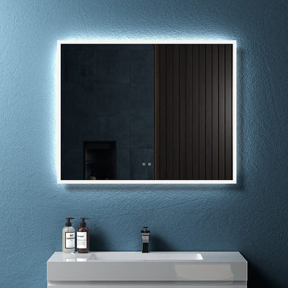 LED Light Bathroom Vanity Mirror Large Rectangular Frameless Anti Fog