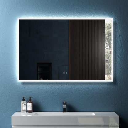 LED Light Bathroom Vanity Mirror Large Rectangular Frameless Anti Fog