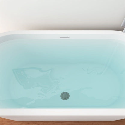 59 in. Acrylic Flatbottom Bathtub with Freestanding Drain Glossy White