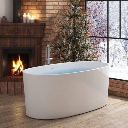 59" Acrylic Modern Bathtub Oval Shape Freestanding Soaking Tub