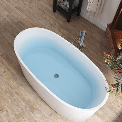 59" Acrylic Modern Bathtub Oval Shape Freestanding Soaking Tub