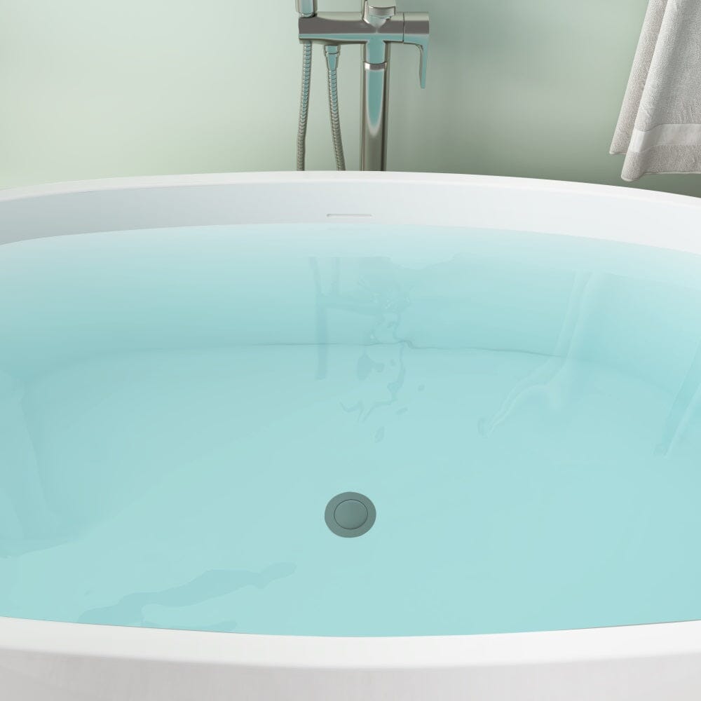 59" Acrylic Modern Bathtub Oval Shape Freestanding Soaking Tub