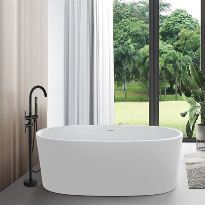 59" Acrylic Modern Bathtub Oval Shape Freestanding Soaking Tub