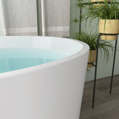 59" Acrylic Modern Bathtub Oval Shape Freestanding Soaking Tub