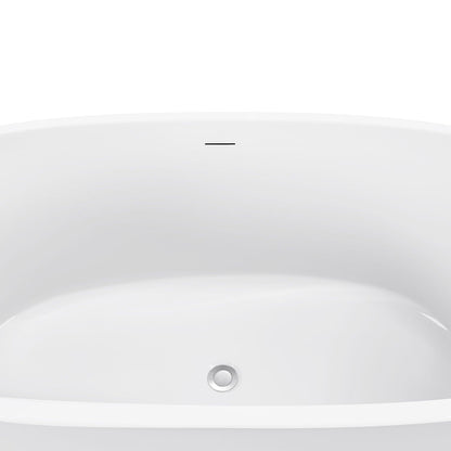 59" Acrylic Modern Bathtub Oval Shape Freestanding Soaking Tub