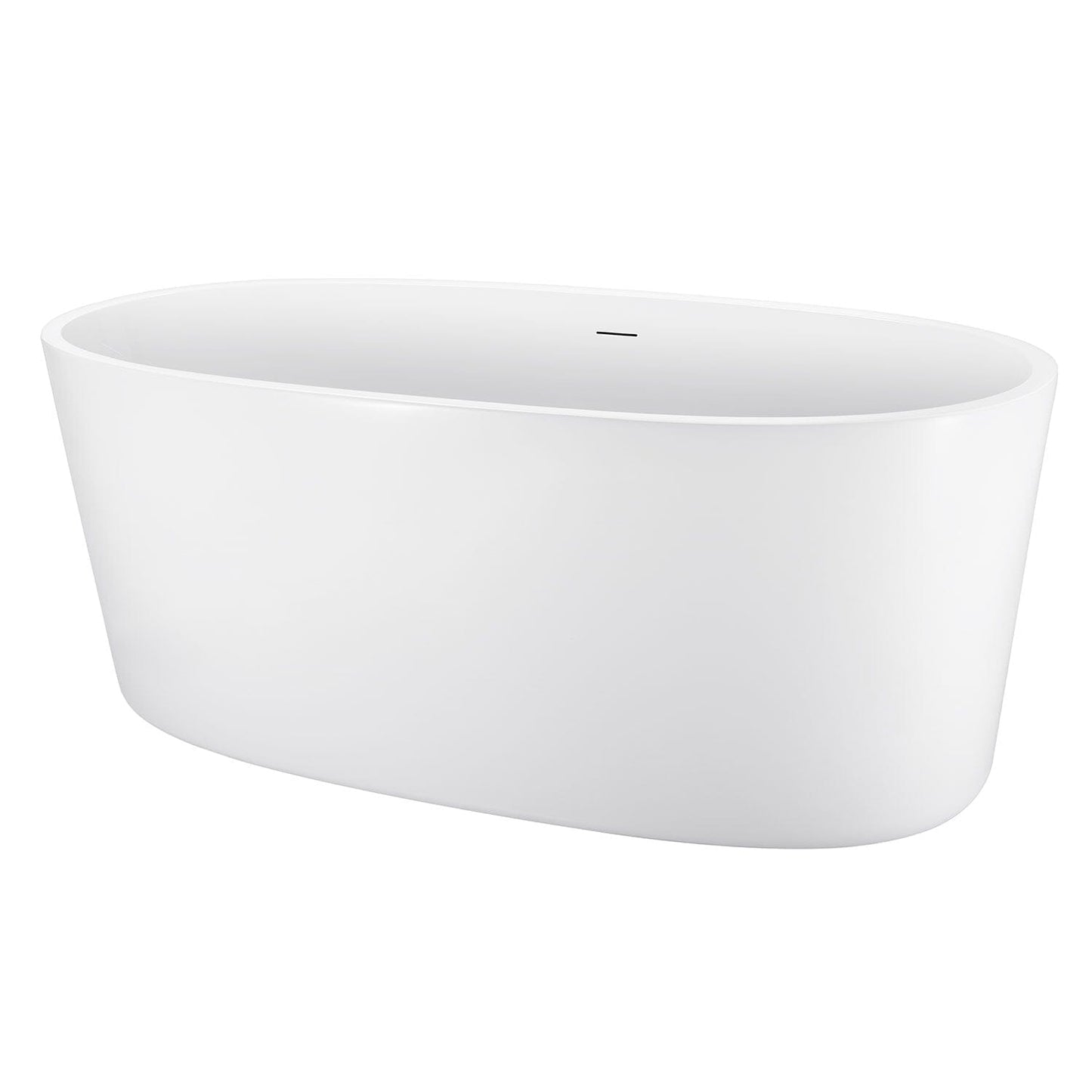 59" Acrylic Modern Bathtub Oval Shape Freestanding Soaking Tub